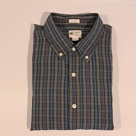 J. Crew Men's Large Tailored Fit Long Sleeve Button Down Plaid Shirt - Picture 6 of 12
